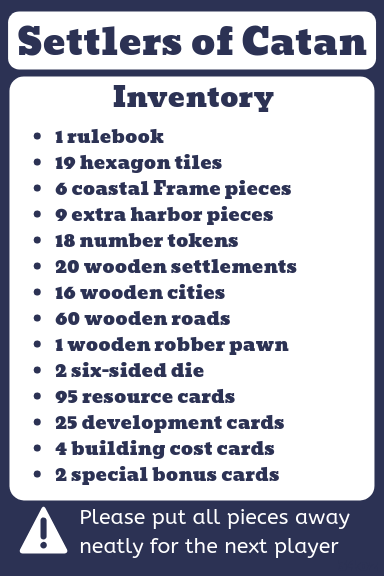 board game inventory card
